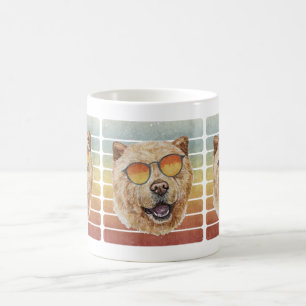 Caneca De Café Retro Vintage Pôr do Sol Chow Chow Mãe Pai