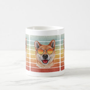 Caneca De Café Retro Vintage Pôr do Sol Shiba Inu Mãe Pai