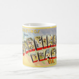 Caneca De Café Retro Virginia Beach Saudações Mug