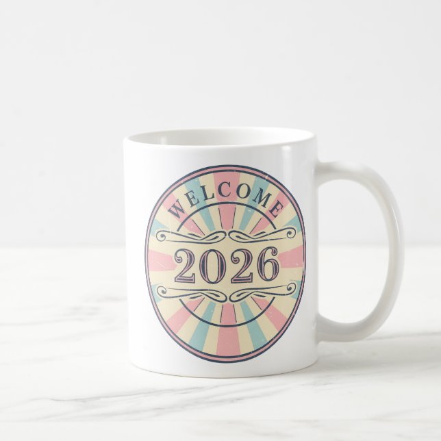 Caneca De Café Retro Welcome 2026 New Year Mug (Direita)