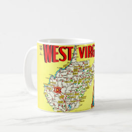 Caneca De Café Retro  West Virginia Map Mug