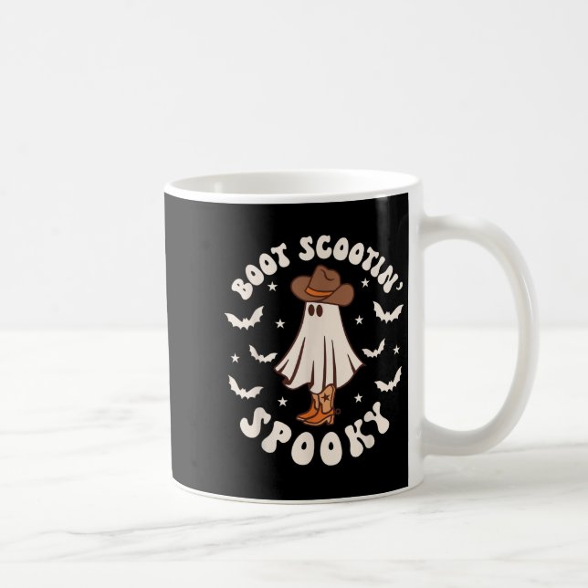 Caneca De Café Retro Western Halloween Cute Ghost Funny Boot Scoo (Direita)