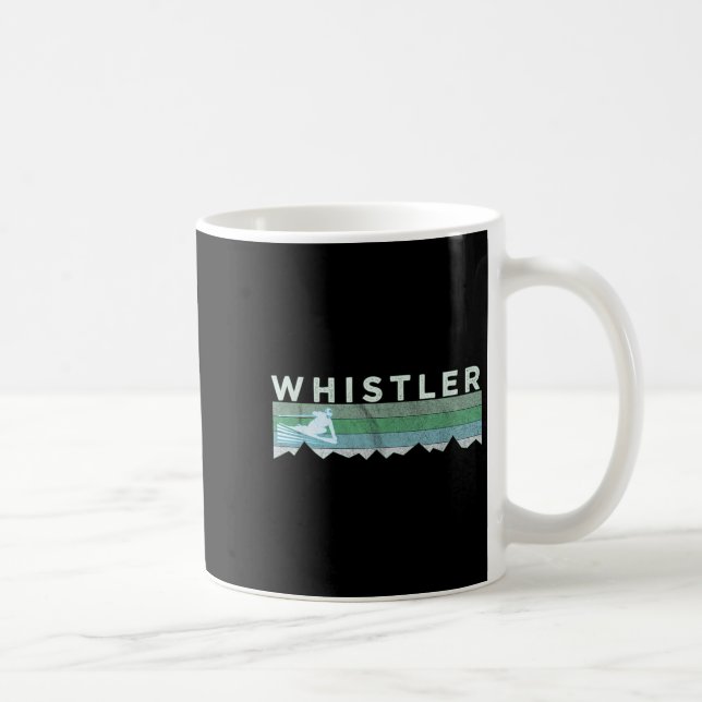 Caneca De Café Retro Whistler Bc Canadá Esqui Distressed  (Direita)