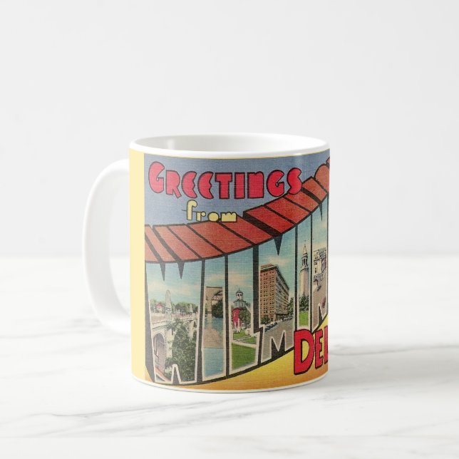 Caneca De Café Retro Wilmington Delaware Mug (Frente Esquerda)