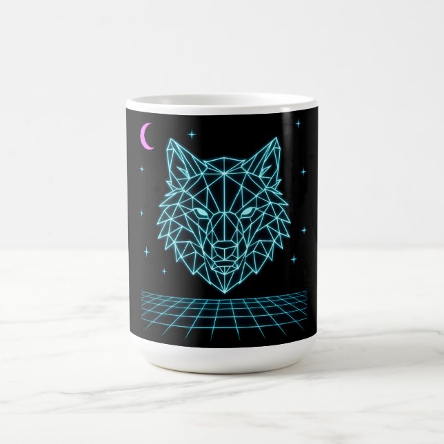 Caneca De Café Retro Wolf Synthwave - Neon Night Howler (Centro)