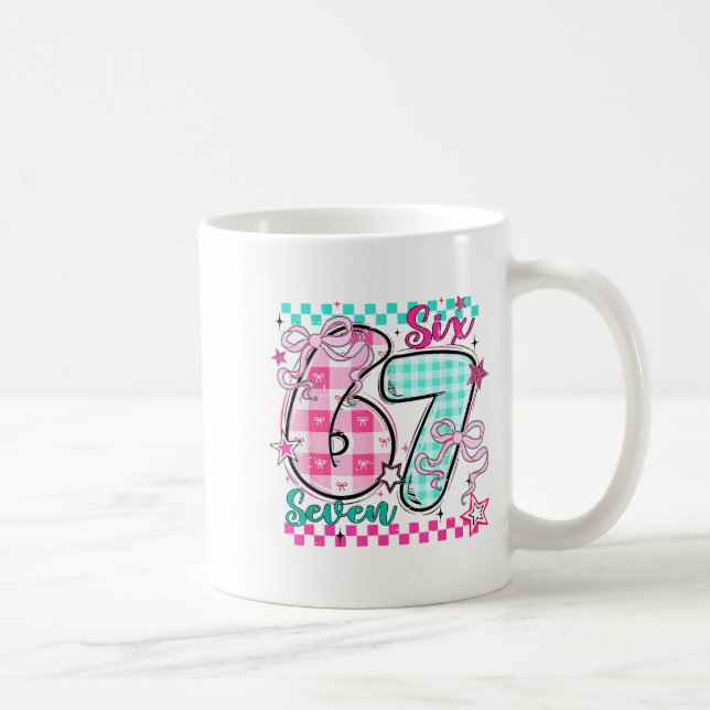 Caneca De Café Retro Xadrez Dia dos Namorados Seis Sete Meme 67 V (Direita)