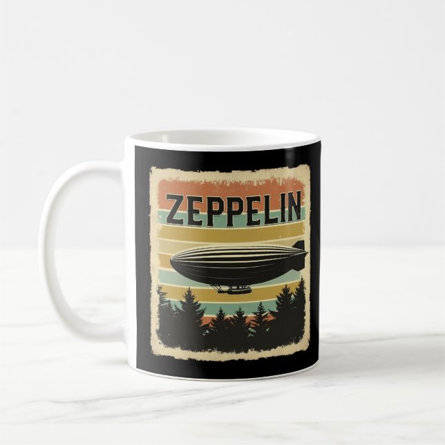 Caneca De Café Retro Zeppelin Dirigible Airship Zepelin Zepplin (Esquerda)