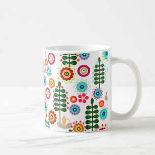 Caneca De Café Retroativo, padrão de flores