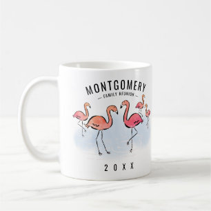 Caneca De Café Reunião da família Tropical Flamingo Monogram