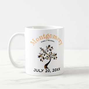 Caneca De Café Reunião Familiar Laranja Árvore Preta Arte Perso
