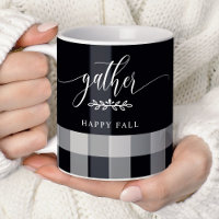 Reunir Feliz Outono Xadrez Búfalo Preto e Branco