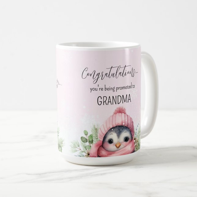 Caneca De Café Revelação de Gravidez Promovida à Vovó Menina (Frente Esquerda)