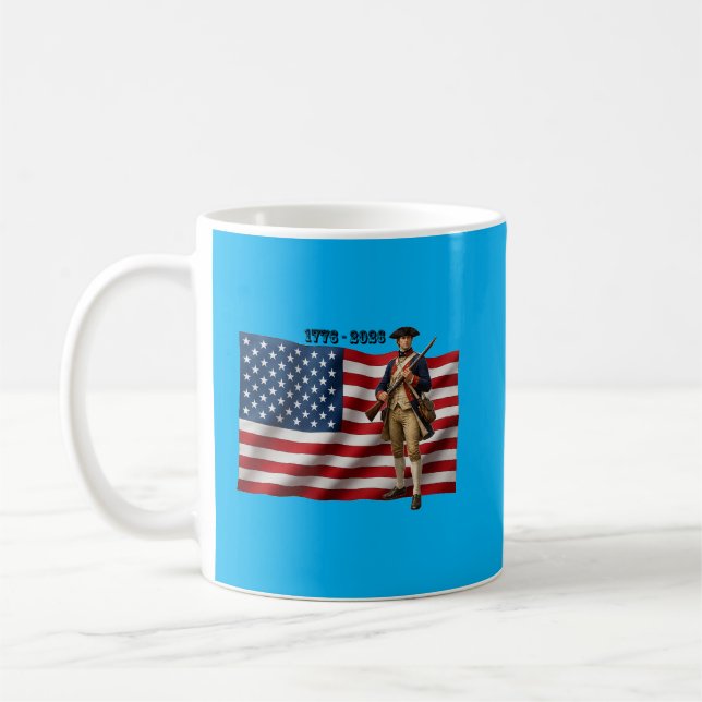 Caneca De Café Revolutionary War Soldier & American Flag 250 URM (Esquerda)