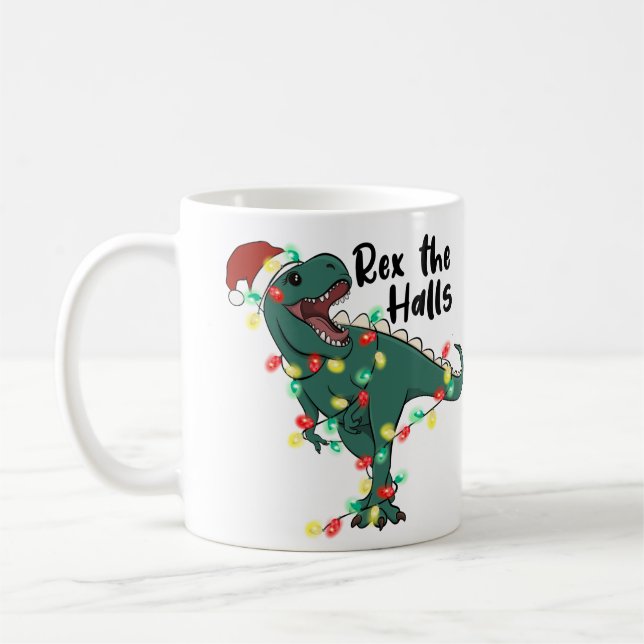 Caneca De Café Rex Halls Dinossaur T-rex Natal (Esquerda)