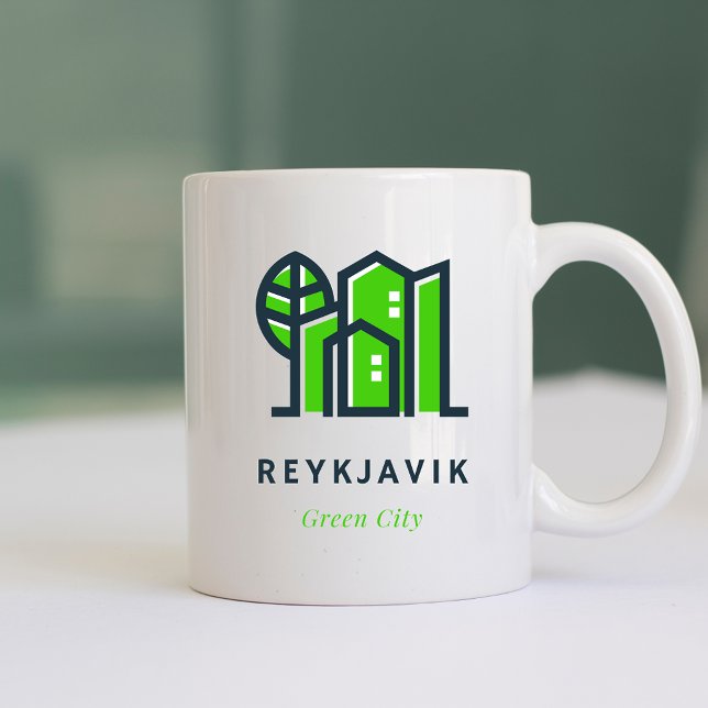 Caneca De Café Reykjavik, Islândia, Cidade Verde Sustentável (Criador carregado)