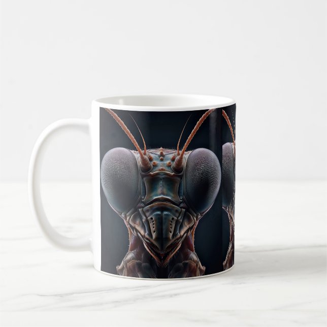 Caneca De Café Rezando Mantis Fechar Macro (Esquerda)