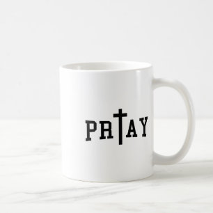 Caneca De Café Rezar à Arte Cristã Cruzada Citação Cristã Religio