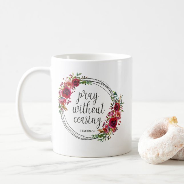 Caneca De Café Rezar Sem Cessar (Com Donut)