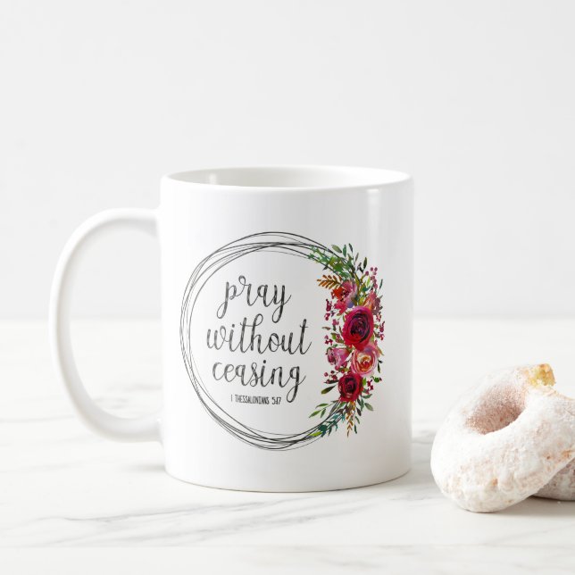 Caneca De Café Rezar Sem Cessar (Com Donut)