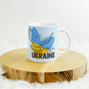 Caneca De Café Reze Pela Ucrânia Coração e Dove