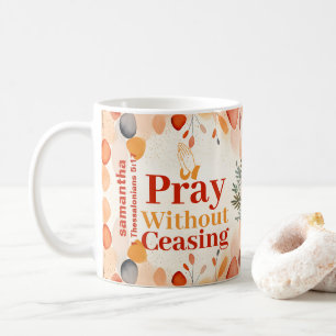 Caneca De Café Reze Personalizada sem cessar Boho Christian