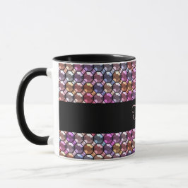 Caneca De Café Rhinestone Colorido com nome personalizado