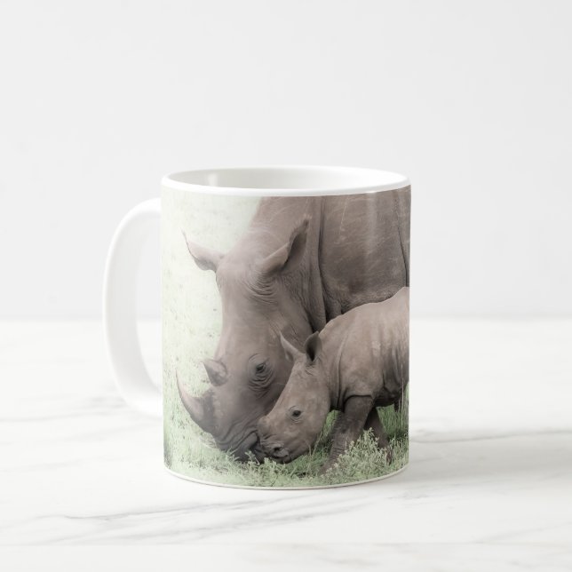 Caneca De Café Rhino Branco e Bebê (Frente Esquerda)