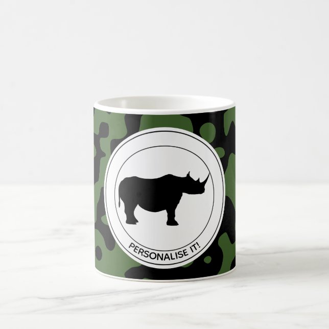 Caneca De Café Rhino em fundo camuflado (Centro)