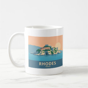 Caneca De Café Rhodes Grécia Pastel Viagem - Cidade Velha Medieva
