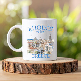 Caneca De Café Rhodes Greece Watercolor – Greek Island Travel