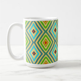Caneca De Café Rhombus Diamond Green Blue Geometrical 