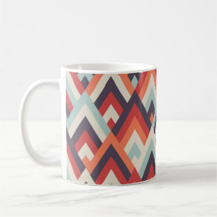 Caneca De Café Rhombus Geométrico: Padrão Colorido Vintage.