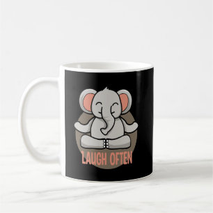 Caneca De Café Ria muitas vezes o bebê elefante Kawaii fazendo po
