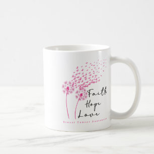 Caneca De Café Ribbon Dandelion Faith Hope Ama Cancer