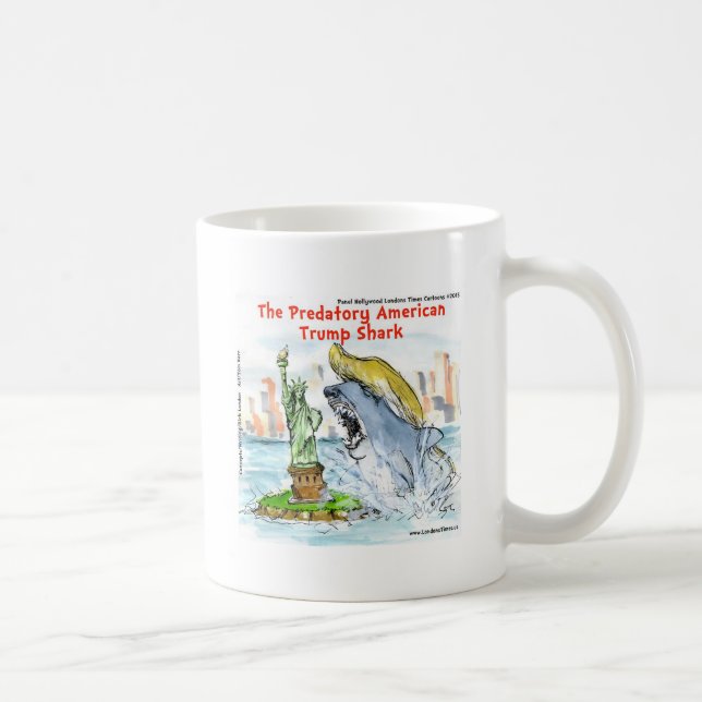 Caneca De Café Rick London Engraçado Trump Tubarão (Direita)
