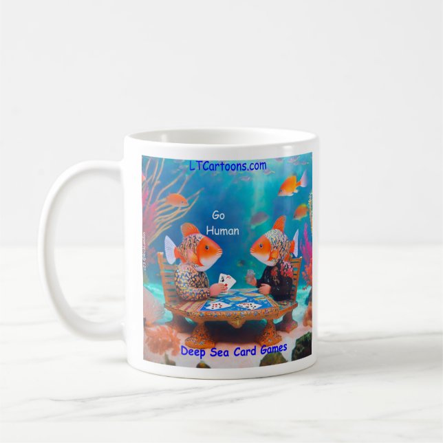 Caneca De Café Rick London Fish Jogando "Go Fish" Card Comic (Esquerda)