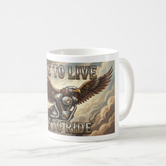 Caneca De Café Ride to Live Biker Mug. Eagle and V Twin Engine