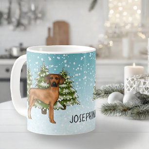 Caneca De Café Ridgeback da Rodésia com Nome Floresta de Inverno
