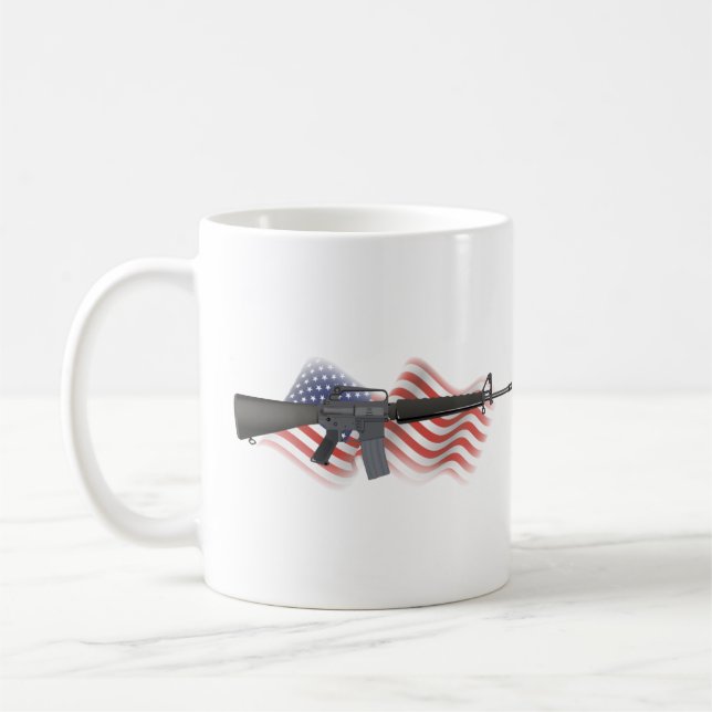 Caneca De Café Rifle M16 com Sinalizador dos EUA (Esquerda)