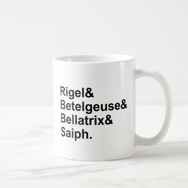 Caneca De Café Rigel Betelgeuse Bellatrix Saiph | Estrelas de Óri (Direita)