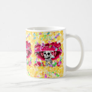 Caneca De Café Rindo de Mulher Esqueletrista em Cabana Vermelha