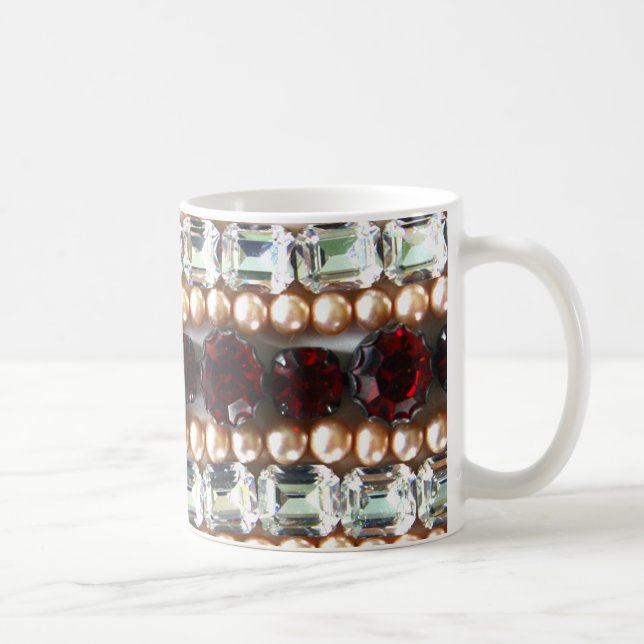 Caneca De Café Rinestonas e pérolas - joias de colheita (Direita)