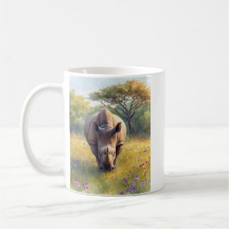 Caneca De Café Rinoceronte Africano Clássico Retro