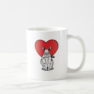 Caneca De Café Rinoceronte com coração do dia dos namorados