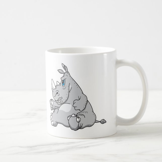 Caneca De Café rinoceronte teimoso sentado (Direita)