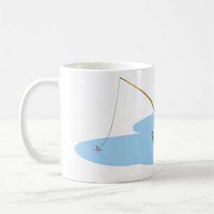 Caneca De Café Rio Angler Fish Boat Rowboat Man