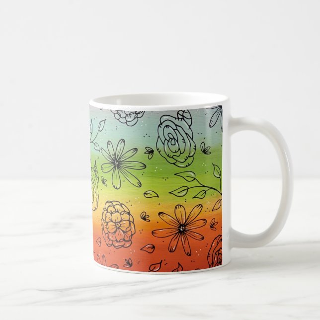 Caneca De Café Rio Arco-íris de Flores Coffee Mug (Direita)