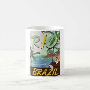 Caneca De Café rio de janeiro Brasil impressão de viagem retrô.