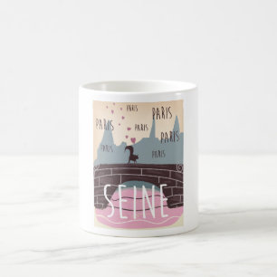 Caneca De Café Rio Sena, Paris, França pôster de viagem vintage
