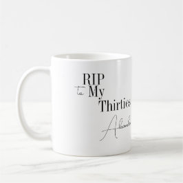 Caneca De Café RIP 30s 40º Aniversário Preto e Branco